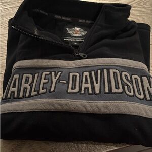 Harley-Davidson Black and Gray Half-Zip Sweatshirt